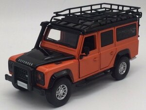 1/32 ランドローバー ディフェンダー オレンジ ヘッドライト＆テールライト点灯 エンジン音＆クラクション ミニカー 新品