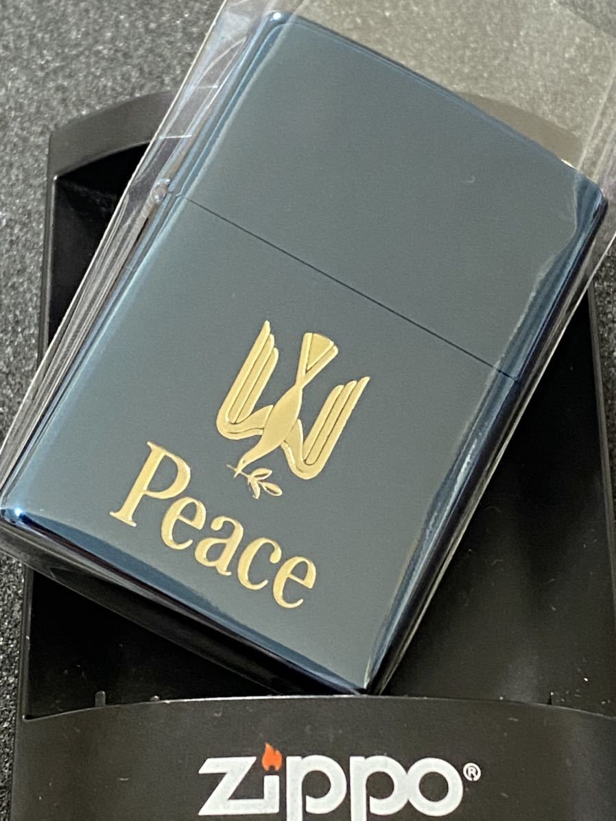 zippo Peace ブルーチタン 限定数 100個 希少 刻印 2面 ゴールド 刻印