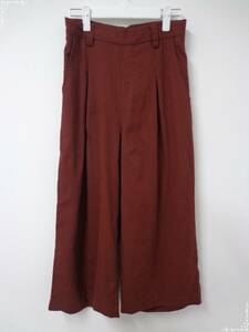 *131[ dirt less free shipping ]asknowasaznouaz wide pants lady's brown group L corresponding flax . fake front Inver tedo tuck 