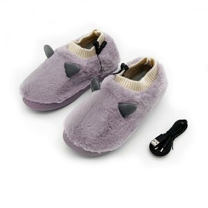  ear attaching electric heating shoes electric heating slippers room shoes foot warmer shoes interior outdoors pair temperature . protection against cold purple 230~235mm [SHOES-E-PURPLE-36]