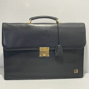 T227■ 美品 Dunhillダンヒル レザーブリーフケース メンズビジネスバッグ 本革 鍵付き ゴールド金具