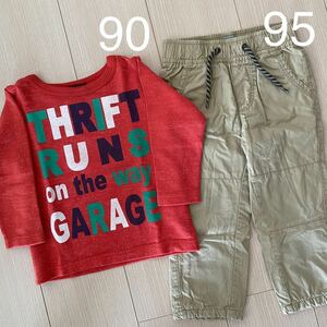  baby Gap *babygap* beige * pants *95.*P.C.club* red sweatshirt 90.* set sale 