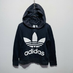 【人気】adidas/アディダス 　パーカー　トレフォイル　メンズM　紺ネイビー　ビッグロゴ　三つ葉　ビッグロゴ　K2449