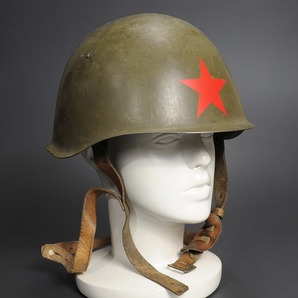 ハンガリー軍放出品 ヘルメット OD スチール製 [ Y字レザーストラップ / 難あり ] 軍払い下げ品 スチールヘルメットの画像1