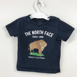 THE NORTH FACE/ North Face short sleeves T-shirt navy blue navy white size 90 BABY cotton 100% outdoor camp 