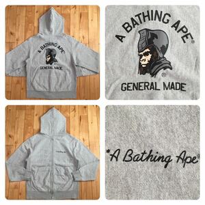 General logo フルジップ パーカー Sサイズ a bathing ape BAPE full zip hoodie エイプ ベイプ アベイシングエイプ ジェネラル グレー 2ta