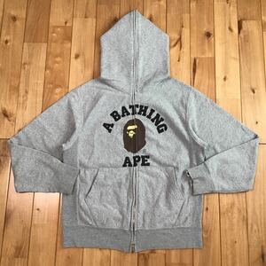 カレッジロゴ フルジップ パーカー Sサイズ グレー a bathing ape BAPE college logo full zip hoodie エイプ ベイプ