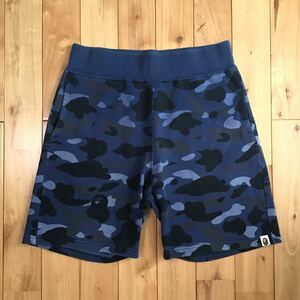 Blue camo スウェット ハーフパンツ Mサイズ a bathing ape BAPE sweat shorts ショーツ エイプ ベイプ アベイシングエイプ 迷彩 f1721