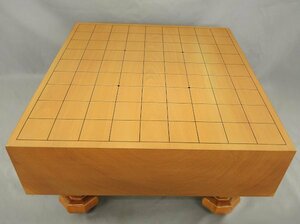 本桂 将棋盤 30号 一枚板 　足付き将棋盤 　天然木　本漆罫線　３寸　厚さ8.8ｃｍ　将棋 中古