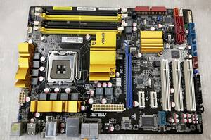 【中古パーツ】BIOS確認のみ、ASUS P5QマザーボードＩＯパネル付 　LGA775 ■MB1689