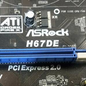 【中古パーツ】BIOS確認のみ、ASROCK H67DE マ-ザーボード ＩＯパネル付 LGA1155 ■MB1784の画像4