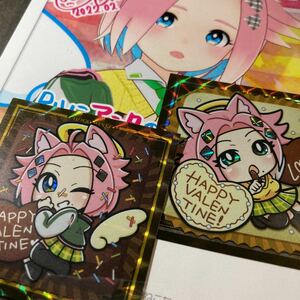 自作シール　みねこちゃんバレンタインシール　ホワイトチョコ　ビターチョコ　2枚セット　ポストカード付　新品未開封