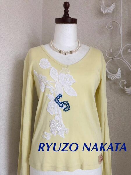 リュウゾウナカタ RYUZO NAKATA 長袖カットソー トップス サイズ36 イエロー 黄色 フランス製 BIJOUX DENIM Collection
