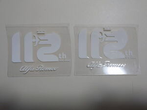 [1 set only ] Alpha Romeo ..112 anniversary Logo scraps character type sticker left right minute set color : white 