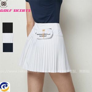 ゴルフウェア レディース インナーパンツ付スカート ミニスカート ショート丈 ペチパンツ付属 かわいい ホワイトS