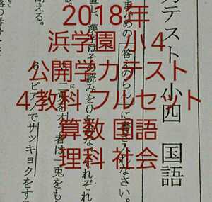 浜学園　小４　2018年　公開学力テスト 国語 算数 理科 社会 4教科