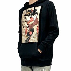 Art hand Auction New Ukiyo-e Ichirakutei Eisui Ushiwakamaru Minatsuruhime Courtesan Nishiki-e Edo Beauty painting Japanese pattern Hoodie XS SML XL Big Oversize XXL T-shirt Long T, Artwork, Painting, Portraits