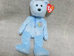 値下！ビーニーベイビーズ　10周年記念クマさん　ブルーにシルバーの細かい模様で高級感あり！１０YEAR ANIVERSARY　状態良好　美品