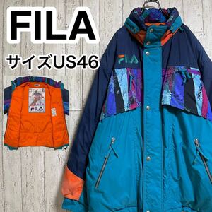 ☆送料無料☆ FILA フィラ ナイロンジャケット 46 ビッグサイズ スキー イタリアチーム 全刺繍 アウター 22-174