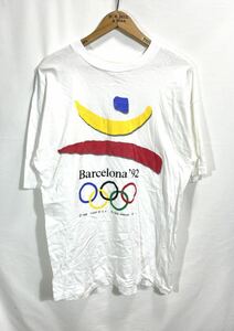 ■ 90s 90年代 ビンテージ Barcelona Olympic 1992 ロゴ プリント Tシャツ 古着 バルセロナオリンピック 五輪 ホワイト サイズXL ■