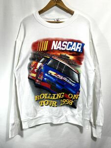 ■ 90s 90年代 ビンテージ USA製 DELTA NASCAR ROLLING ON TOUR 1998 Winston Cup プリント スウェット ナスカー レーシング 車 サイズL ■