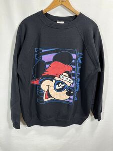 ■ 90s ビンテージ USA製 Hanes SPORT ヘインズ スポーツ カリフォルニア ミッキー イラスト スウェット トレーナー LARGE 黒 Mickey ■