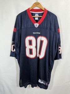 ■ Reebok リーボック NFL ヒューストン テキサンズ ＃80 ジョンソン フットボール Tシャツ 古着 サイズ２XL アメフト TEXANS JOHNSON ■