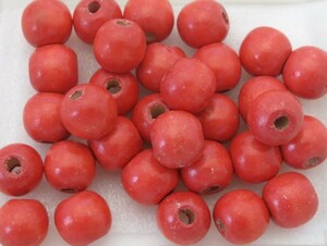  wood beads approximately 13x14mm maru * red approximately 20 piece 23-RD