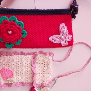 ハンドメイド いちごバッグ 2個セット ミニポーチ