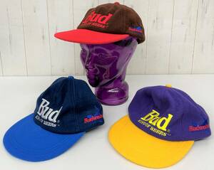  unused goods * enterprise thing collection *BUDWEISER Budweiser fleece cap hat 3 kind * free size purple blue blur un beer 