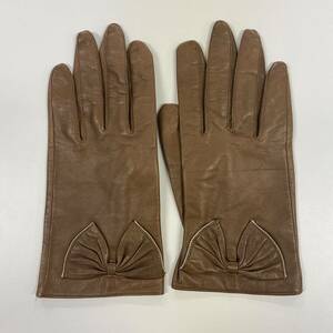 [ used ] used lady's leather glove brown group leather gloves 