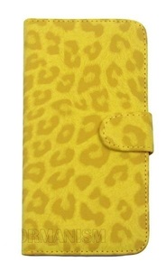 iPhone 6plus 手帳型 ケース 豹柄 レオパード 黄色 オレンジ お財布 ヒョウ柄 動物 立てる アイフォンケース