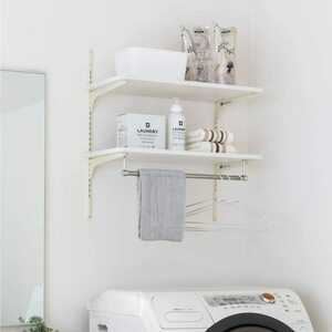 [ postage included ] laundry moveable shelves laundry shelves 2 step hanger bar attaching white width 60cm convenience storage shelves lavatory .. place simple towel ..