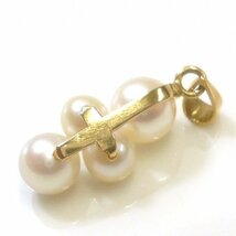 J◇K18 上品なデザイン♪パール付 ペンダントトップ イエローゴールド YG 18金 真珠 Yellow gold Pearl pendent charm【ネコポスOK】_画像4