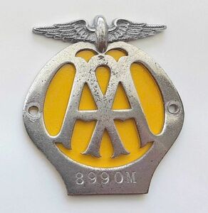 1946 year ~/GB/ rare for motorcycle /AA/ Flat / badge / Lambretta /da glass Vespa / Triumph /BSA/ Norton / Ariel / Enfield /moz