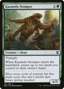 MTG ■緑/英語版■ 《カザンドゥの踏みつけ/Kazandu Stomper》★FOIL★ゼンディカーの夜明け ZNR