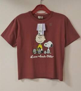 新品未使用 PEANUTS レディース ジュニア Tシャツ 赤茶色 S 150サイズ