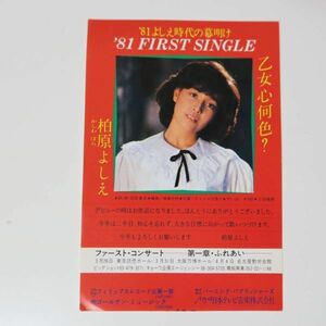 【アイドルグッズ】柏原芳恵 1981年 ファーストコンサート チラシ