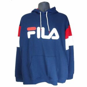 FILA ネイビー ユニセックス パーカー ドロップショルダー 厚手トレーナー