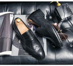 *NEW* мужской TG21681-25.0cm/40 бизнес обувь черный (2 цвет ) классический модный retro UK способ Loafer deck shoes 