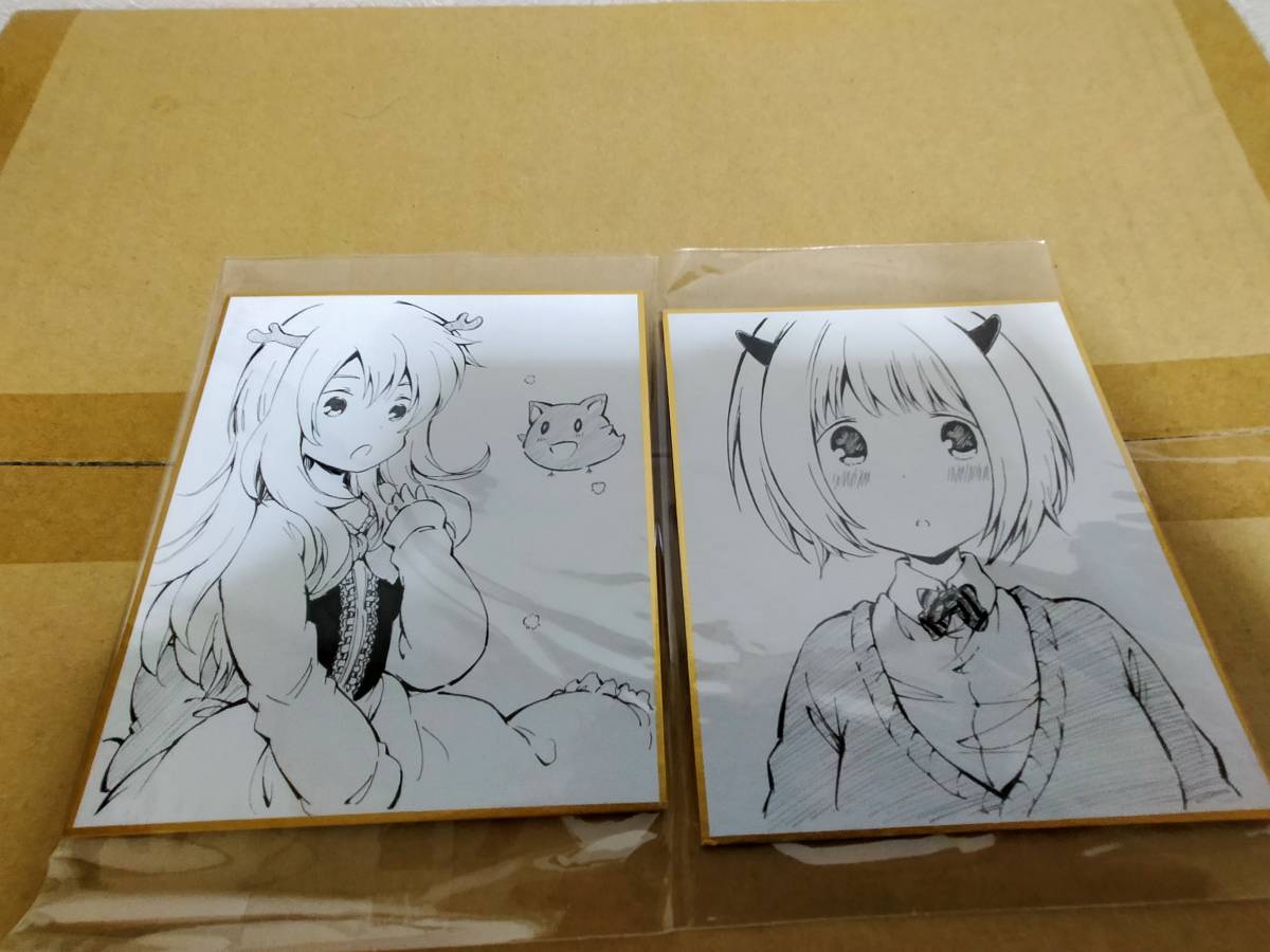 Original Hand-Drawn artwork illustration mini colored paper set of 2, hand-drawn one-of-a-kind item ④, comics, anime goods, others