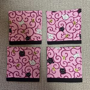 [ ручная работа ] Coaster Tang . кошка мир рисунок розовый 4 шт. комплект 
