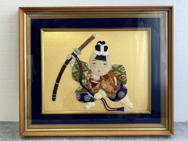 Image en tissu, encadré, photo pressée, Poupée de mai, petit samouraï, 57x47cm, général des enfants, Fête des garçons, Décoration du Nouvel An, porte-bonheur, Peinture japonaise, Peinture 3D, photo en papier de couleur, photo encadrée en verre, article de stockage, ouvrages d'art, peinture, autres