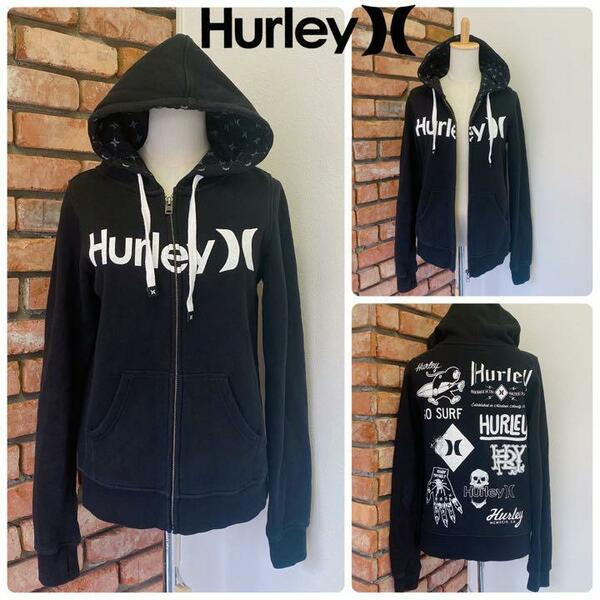 Hurley　定価1.2万程　パーカー　レディース　スカル　バックプリント　M