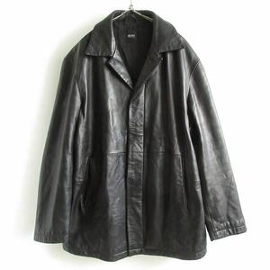 [ free shipping ] feeling of luxury HUGO BOSS Hugo Boss leather jacket black L degree car coat original leather D145-18-0088XT