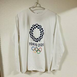 東京 TOKYO 2020 オリンピック 五輪グッズ 公式ライセンス商品 ロンT 長袖Tシャツ 白色 Mサイズ エンブレム (タグ付き未着用品)