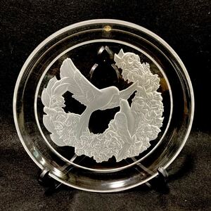 【新品】クリスタル製　飾り皿　皿立て付き　大皿　プレート