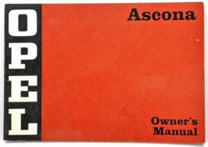 OPEL Ascona 1972 owner's manual English version 