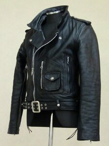 #【中古】Liugoo Leathers リューグー 本革 ダブルライダース ジャケット サイズM ブラック系 Dポケット 革ジャン（大）