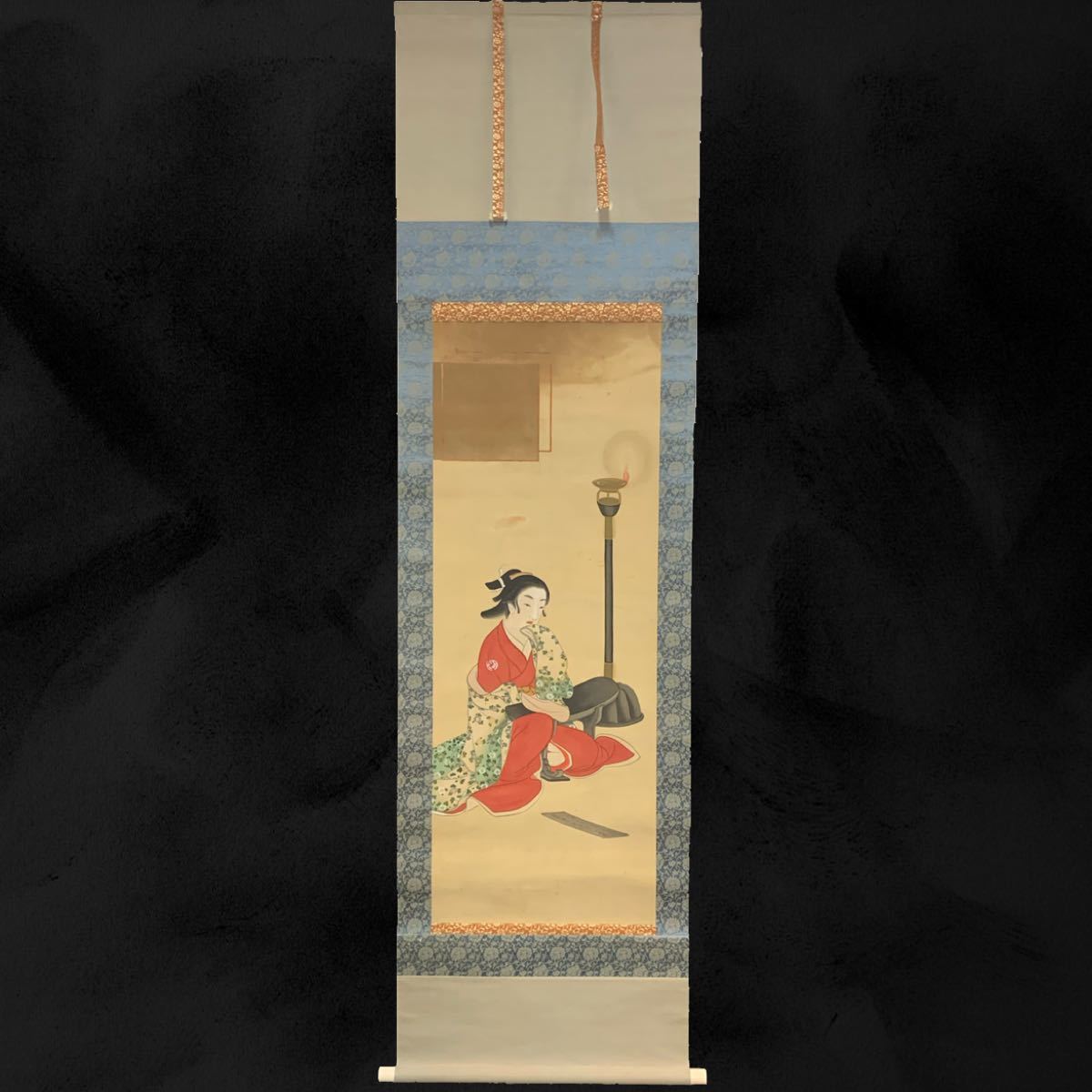 [복사본] (츠루 67) 시대 미녀화 족자 비단 약 100g 187x52cm, 그림, 일본화, 사람, 보살